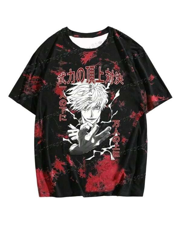 t-shirt tie-dye anime nadruk