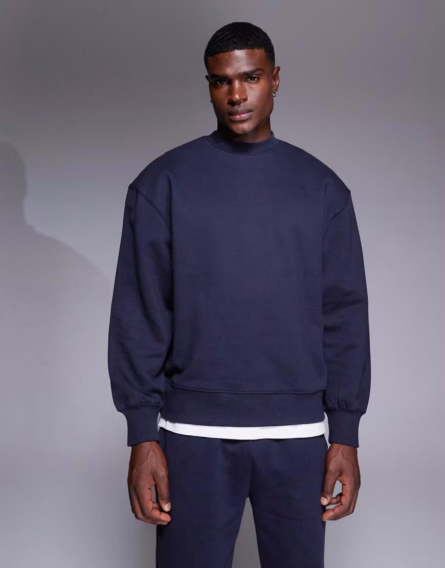 GRANATOWA BLUZA OVERSIZE