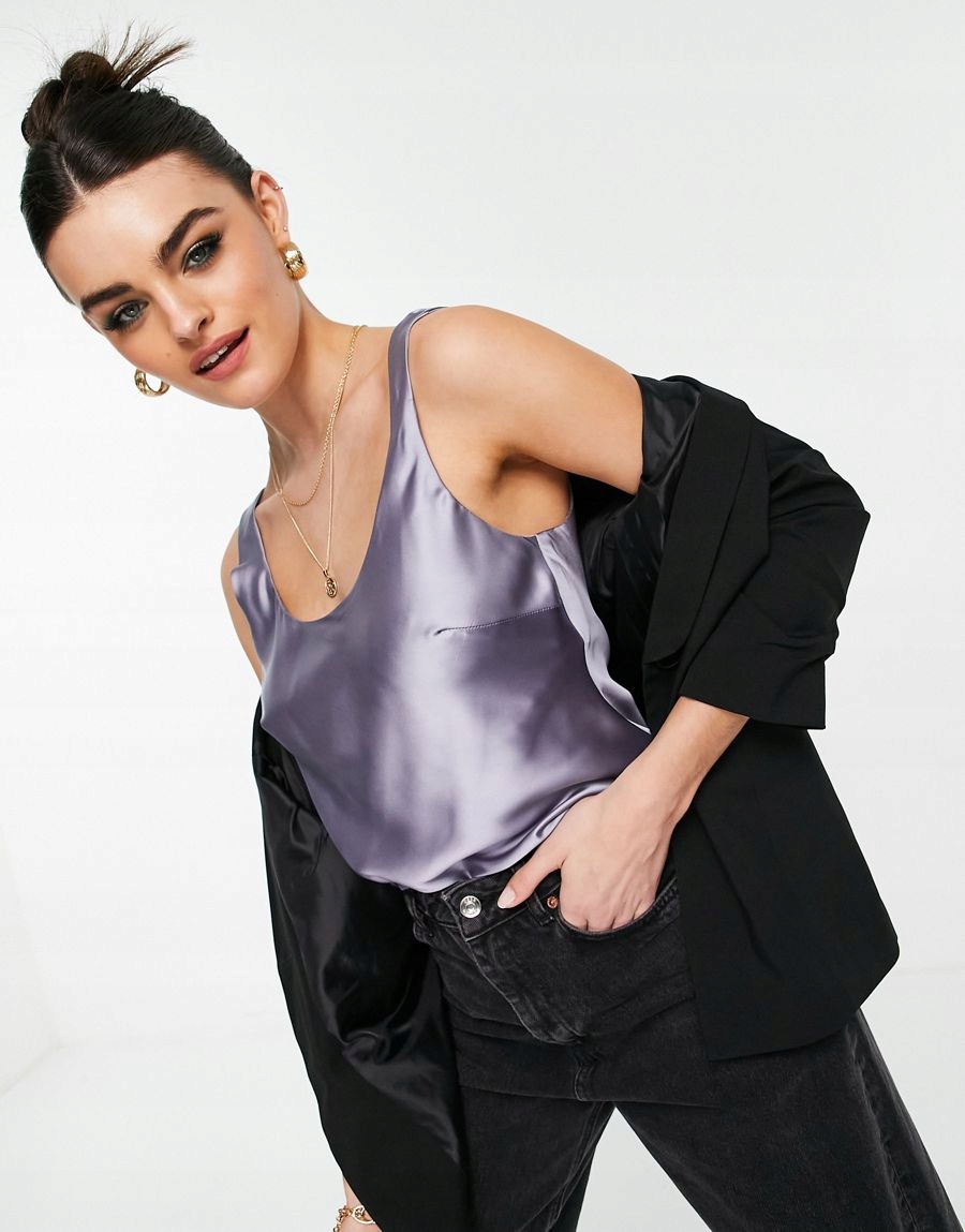 fioletowy satynowy top 