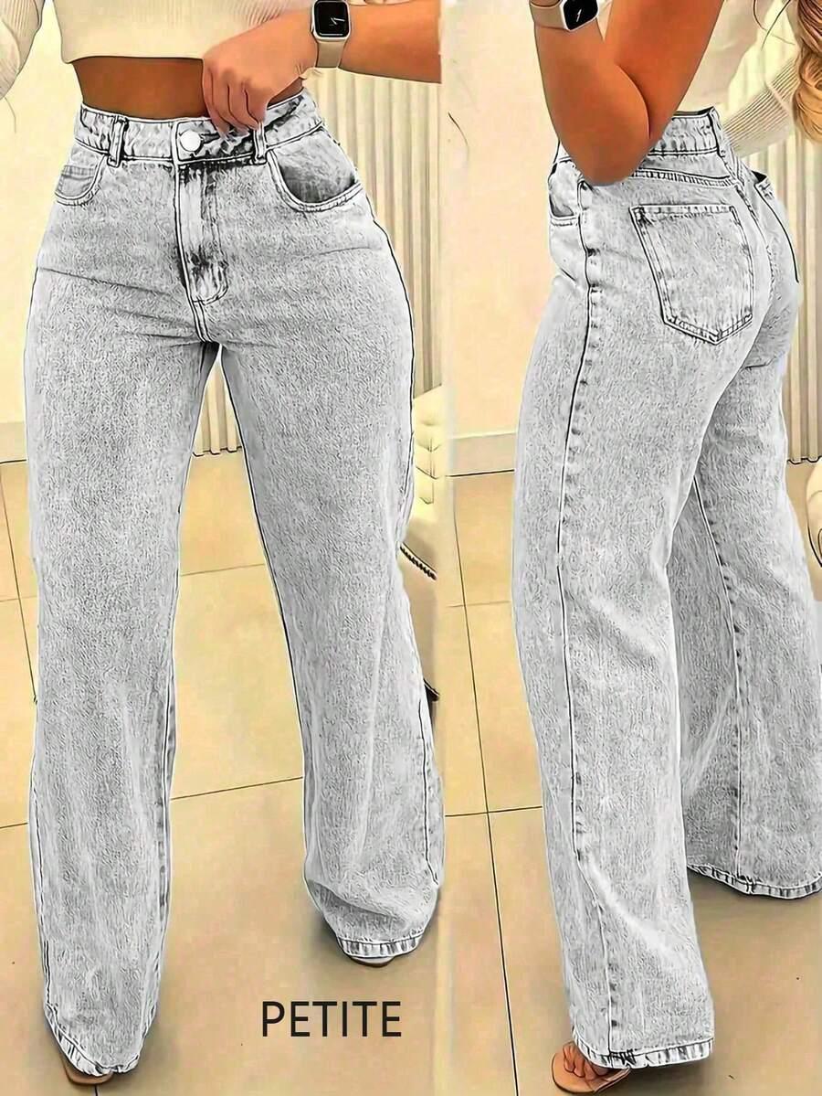 szare proste jeansy