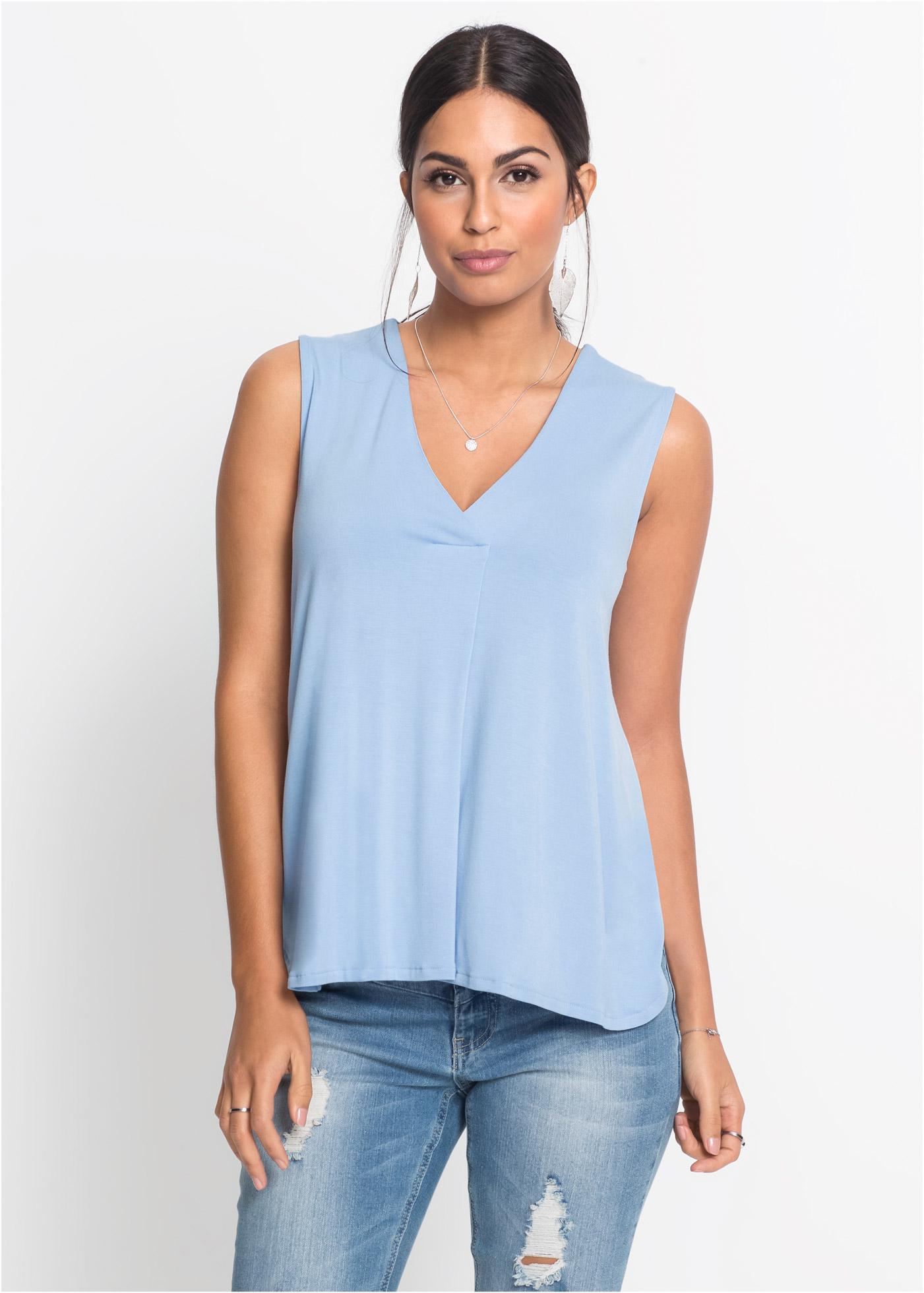 NIEBIESKI TOP V-NECK