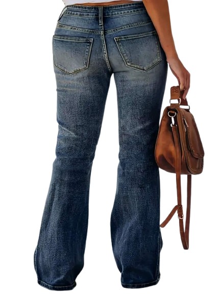 niebieskie spodnie jeans przetarcia 