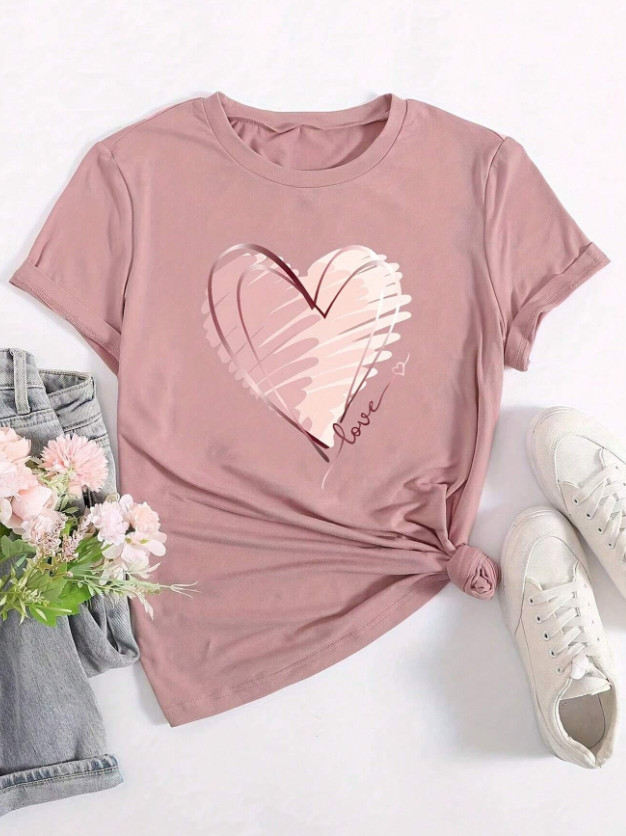 różowy t-shirt nadruk
