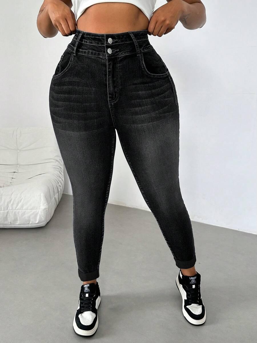 CZARNE SPODNIE JEANS 