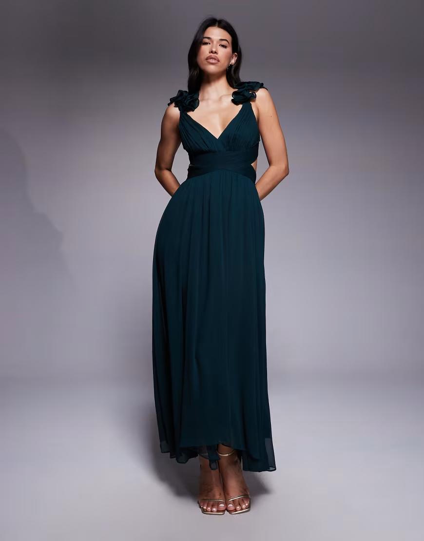 ZIELONA MAXI SUKIENKA V-NECK