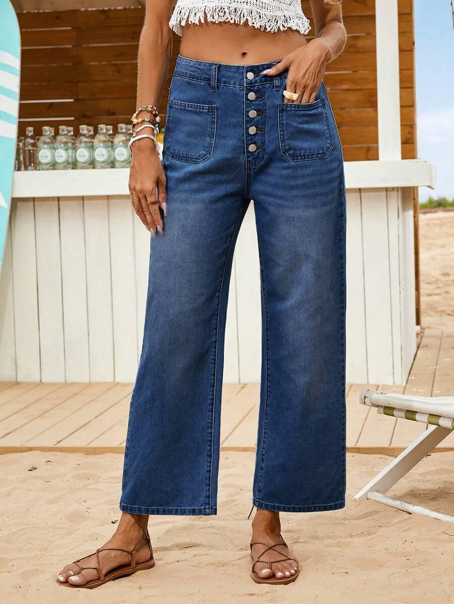 SPODNIE JEANS GUZIKI KIESZONKI