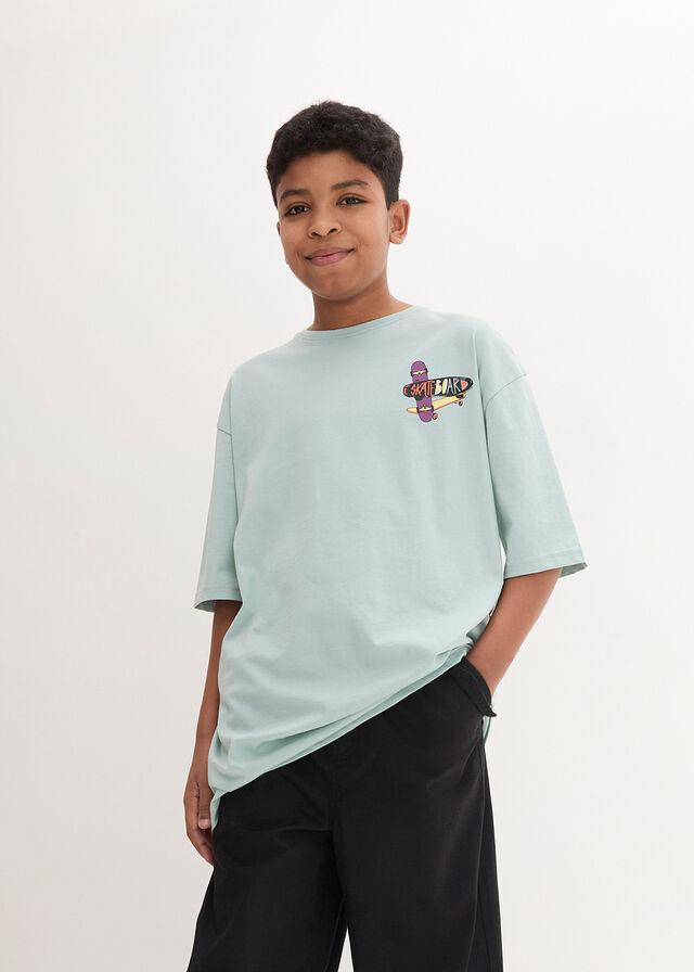 bawełniany t-shirt oversize okrągły dekolt print 