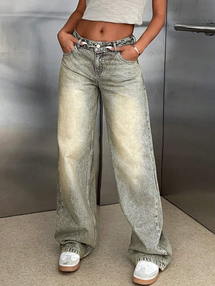 spodnie jeans szeroka nogawka
