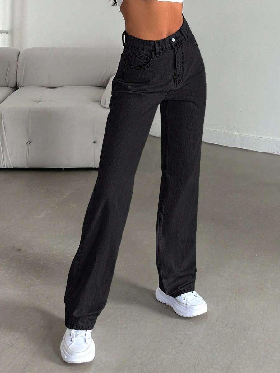 CZARNE SPODNIE JEANS 