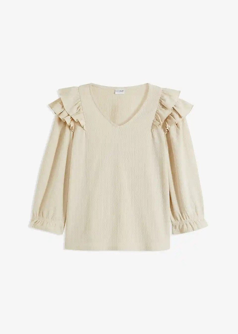 beżowa bluzka struktura v neck
