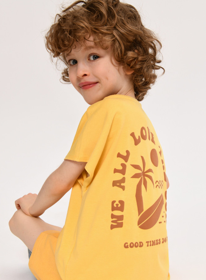 ŻÓŁTY T-SHIRT Z NADRUKIEM