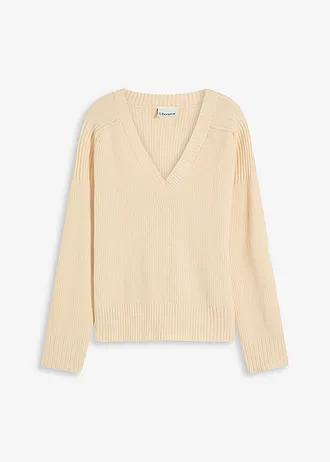 SWETER OVERSIZE Z DEKOLTEM W SEREK
