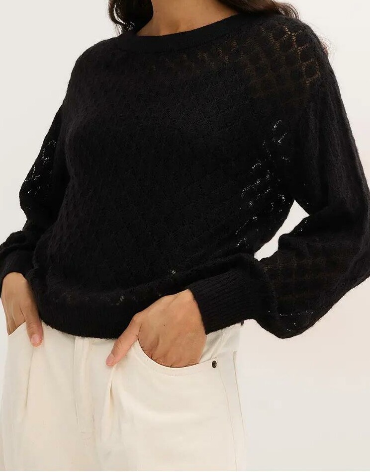 SWETER DAMSKI AŻUROWY  DEKOLT OKRĄGŁY