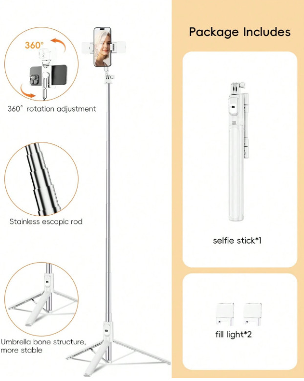 biały selfie stick
