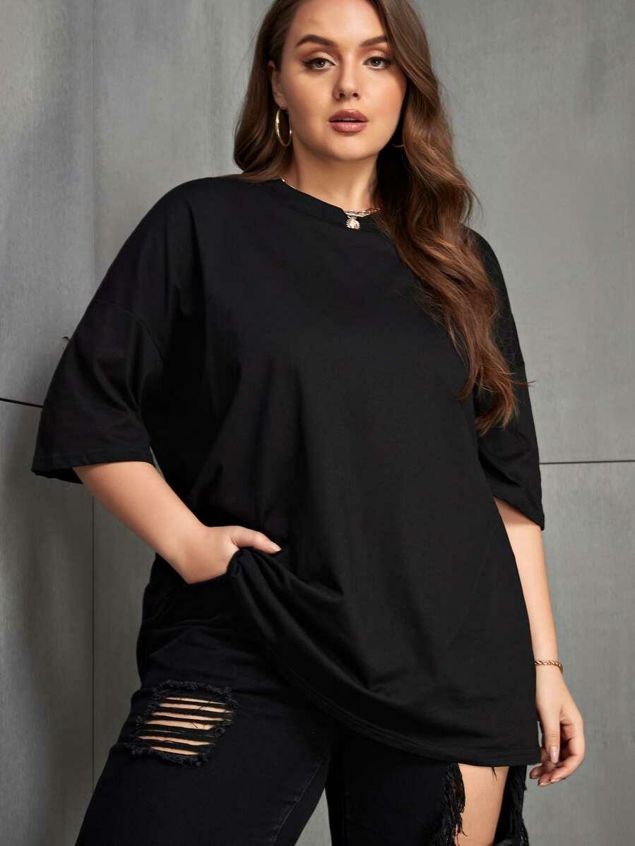 CZARNY T-SHIRT OVERSIZE 