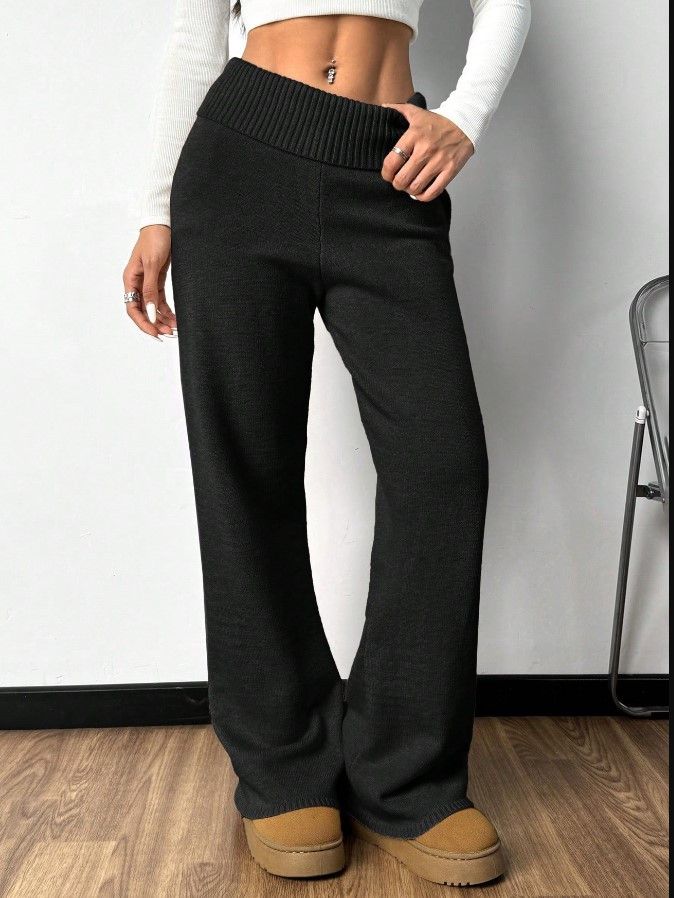 CZARNE DZIANINOWE SPODNIE 