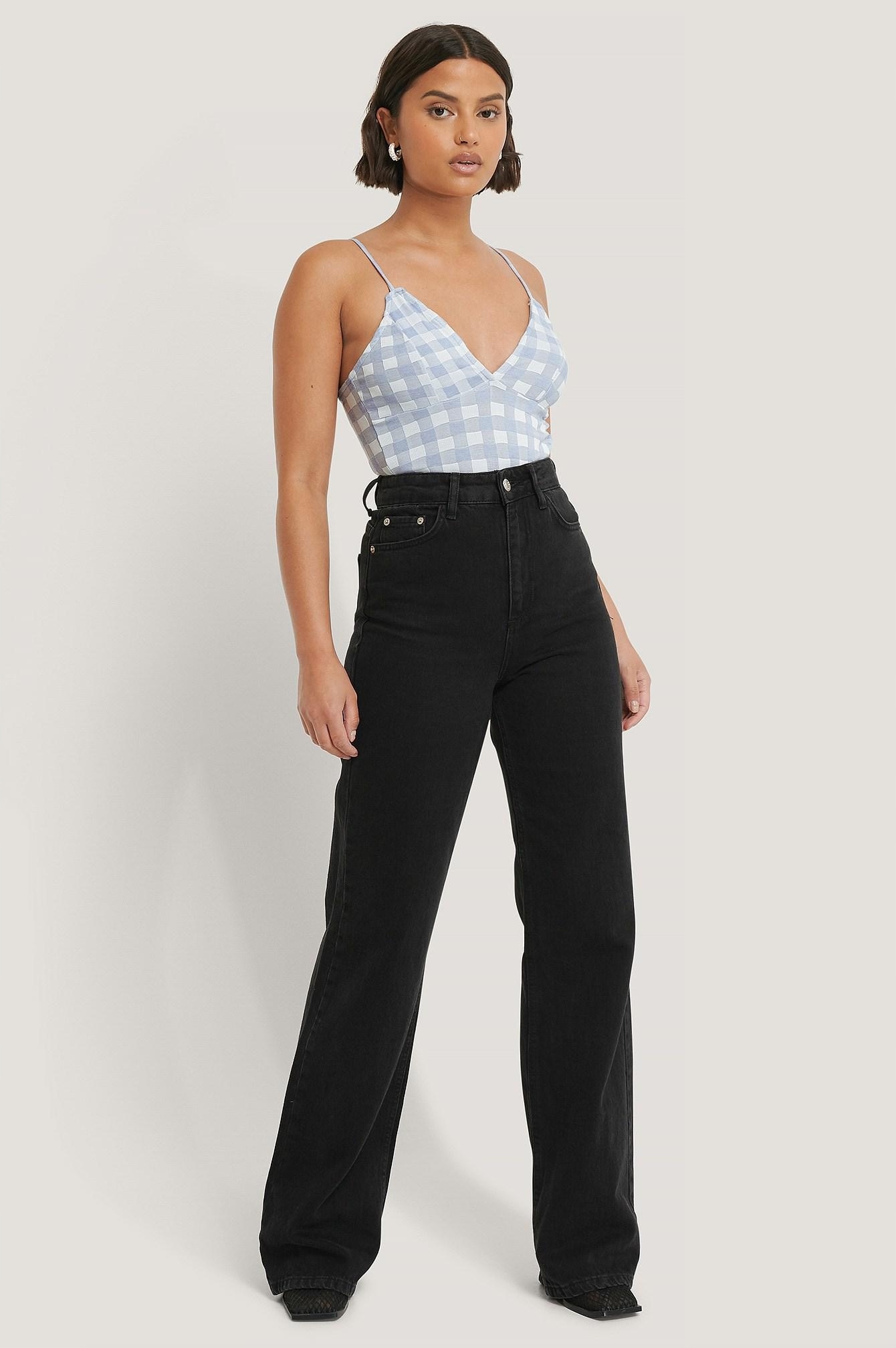 crop top wzór kratka