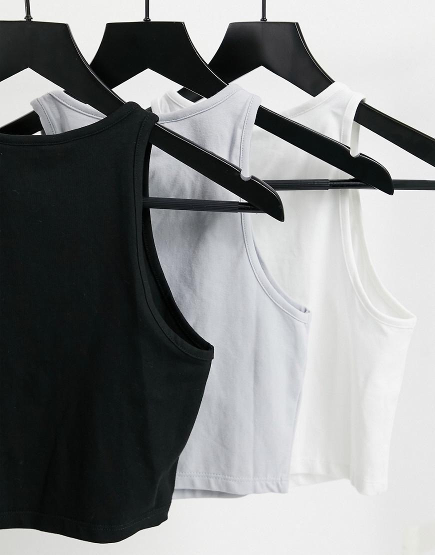 szary crop top basic
