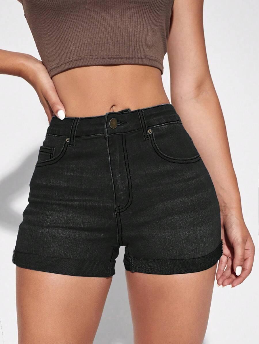 CZARNE SPODENKI JEANS