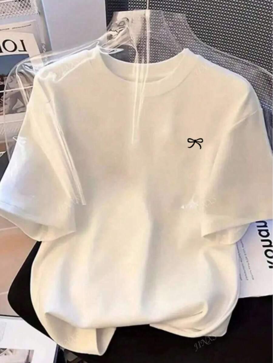 BIAŁY T-SHIRT OKRĄGŁY DEKOLT
