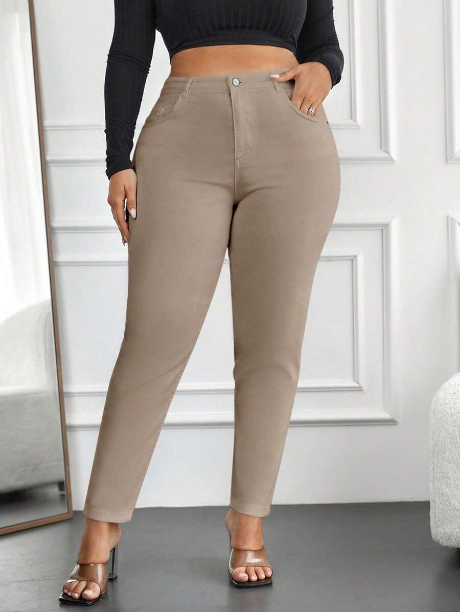BEŻOWE SPODNIE JEANS