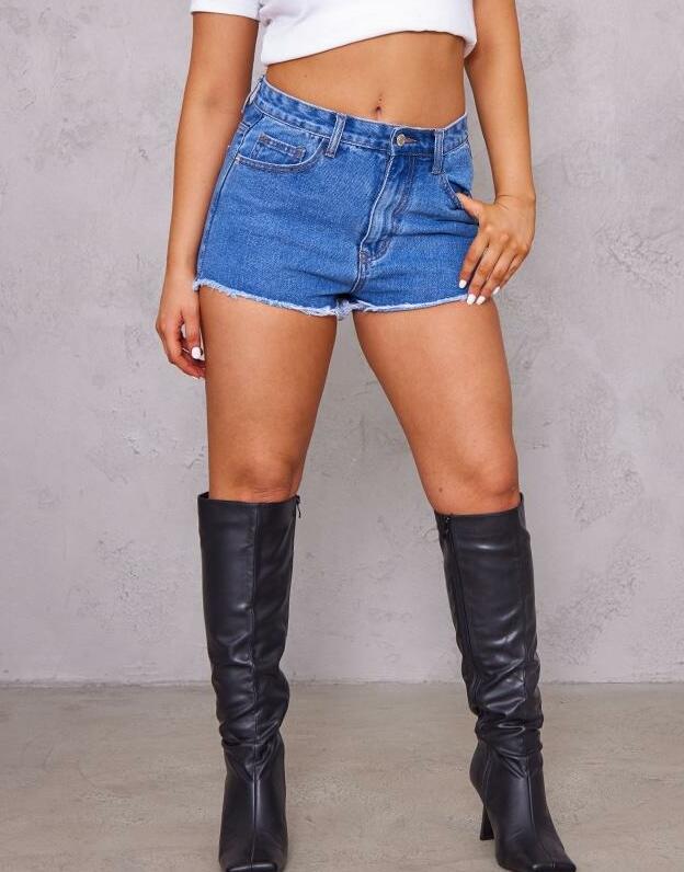 NIEBIESKIE KRÓTKIE SPODENKI JEANS RIPPED