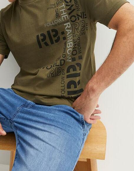 T-SHIRT MĘSKI OKRĄGŁY DEKOLT BAWEŁNA PRINT