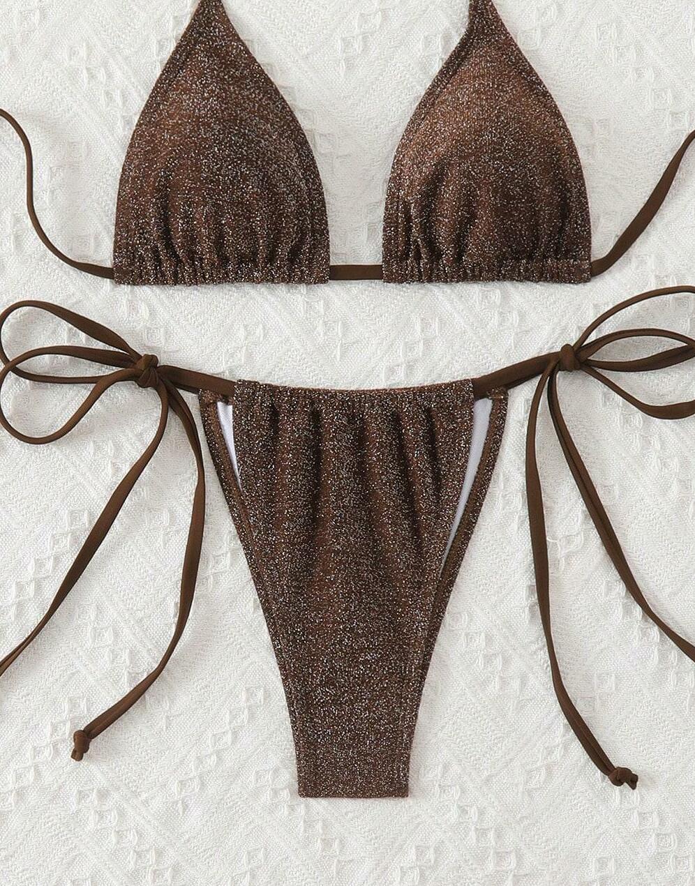 brązowy dół od bikini wiązanie