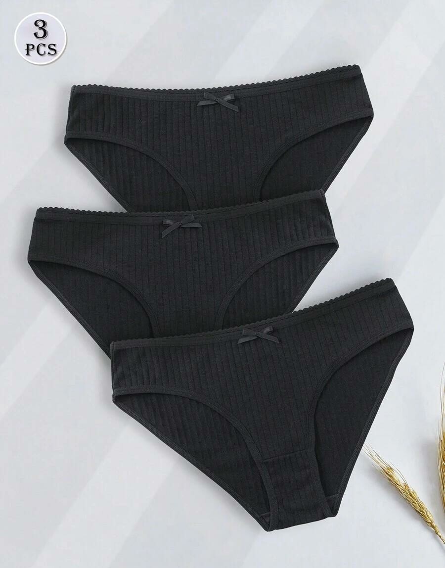 prążkowane czarne majtki 3-pack