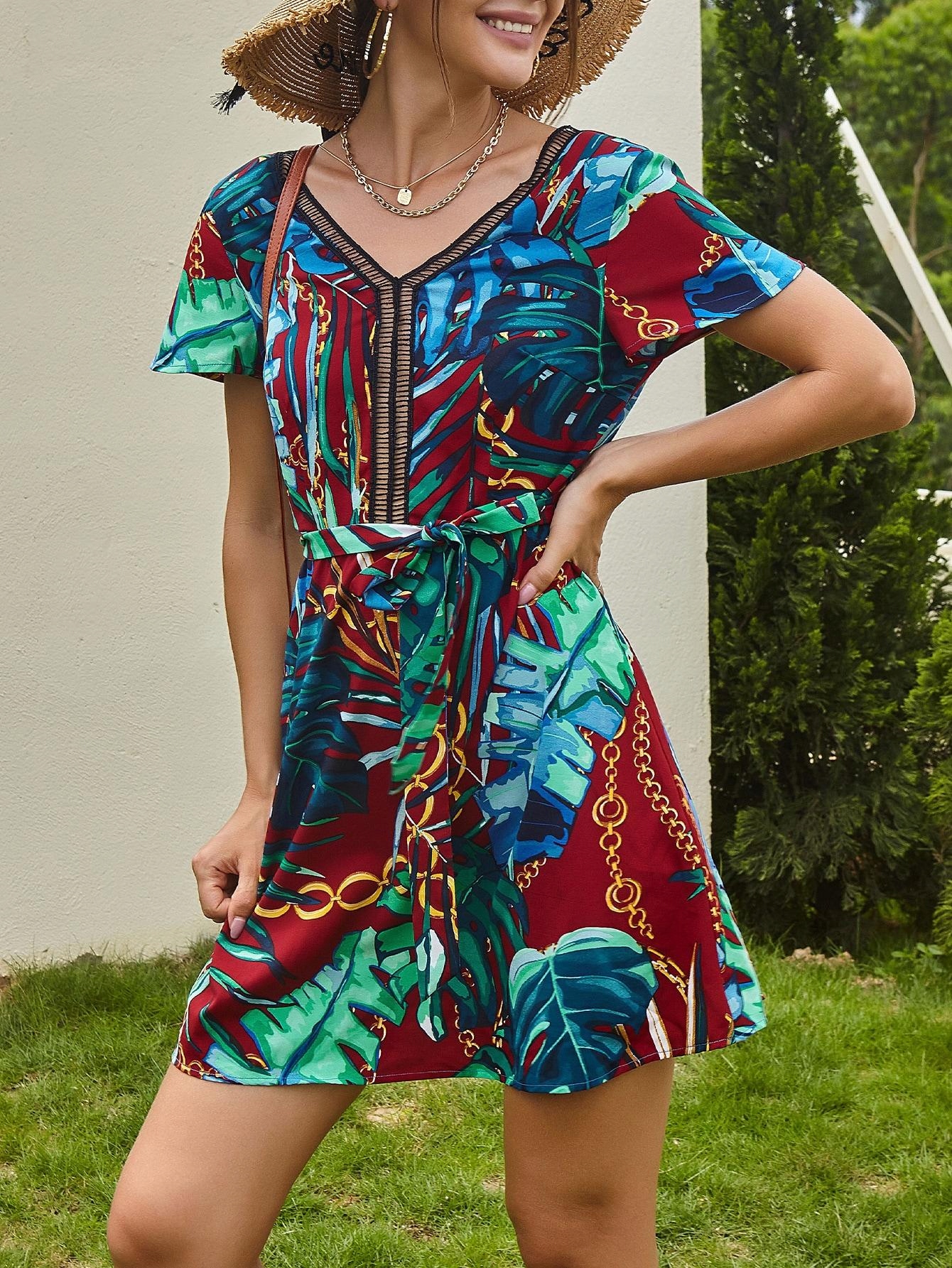 SUKIENKA V-NECK PRINT
