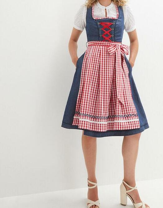 KLASYCZNA BAWEŁNIANA SUKIENKA MIDI W KRATKĘ 
