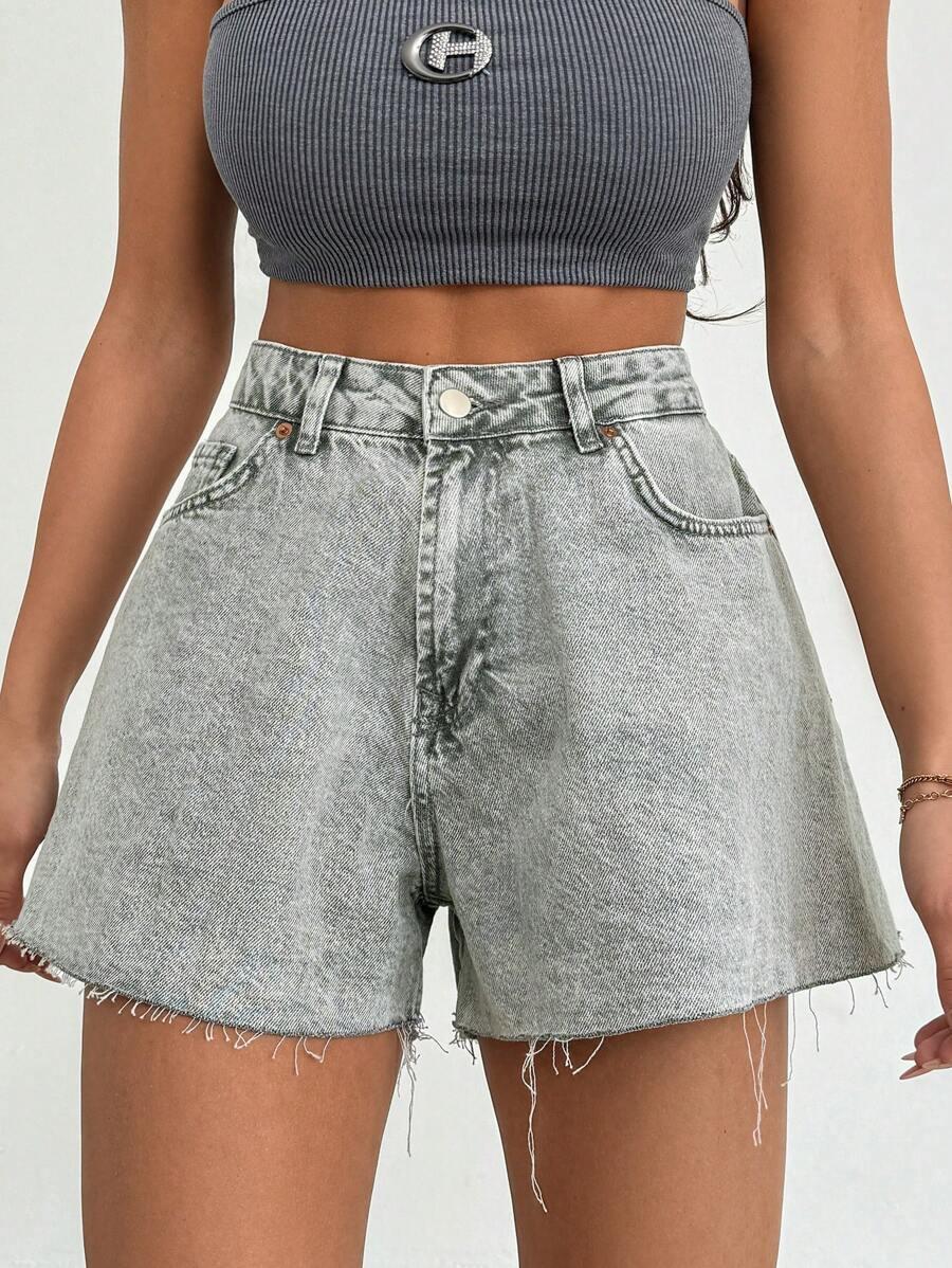 SZARE SPODENKI JEANS