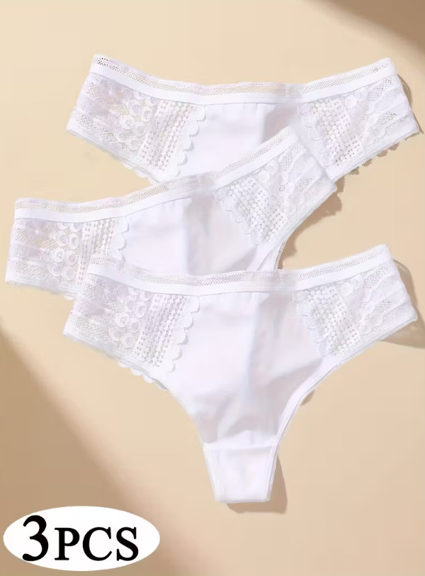 białe majtki koronka 3-pack