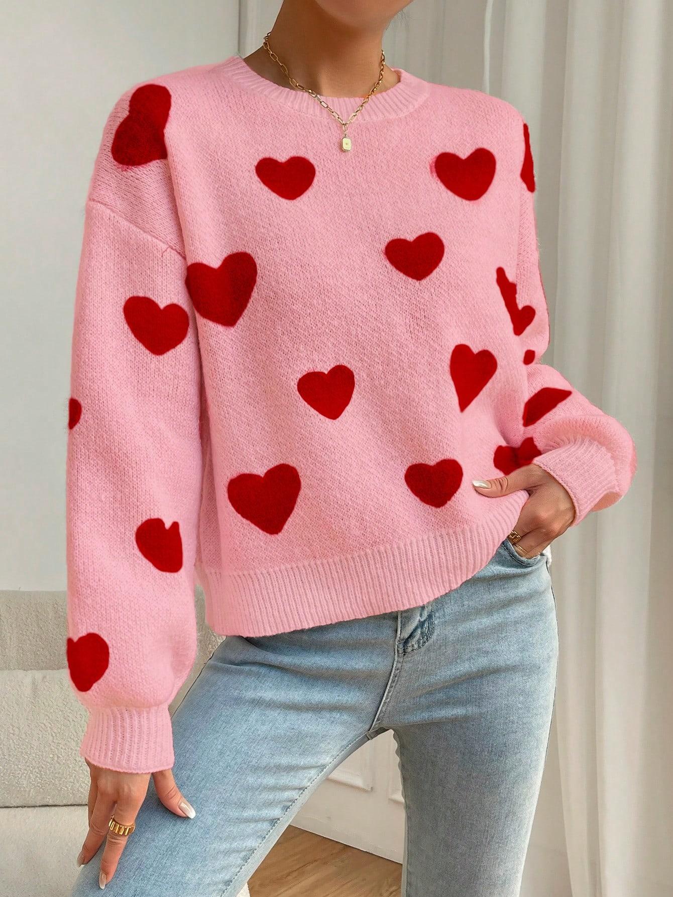 różowy sweter serca