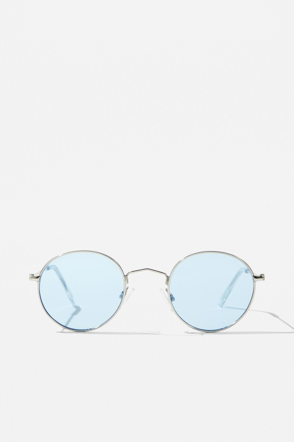 niebieskie okrągłe okulary przeciwsłoneczne