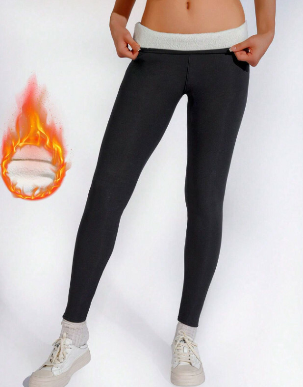CZARNE OCIEPLANE LEGGINSY 
