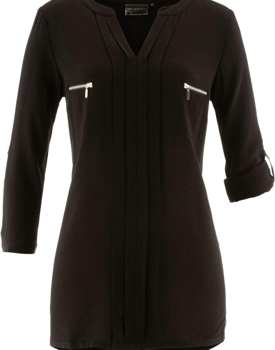 BLUZKA DAMSKA V-NECK KLASYCZNA WISKOZA 3/4 RĘKAW
