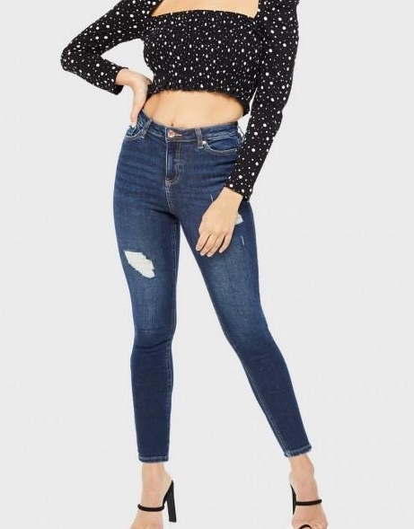 SPODNIE JEANS RURKI RIPPED