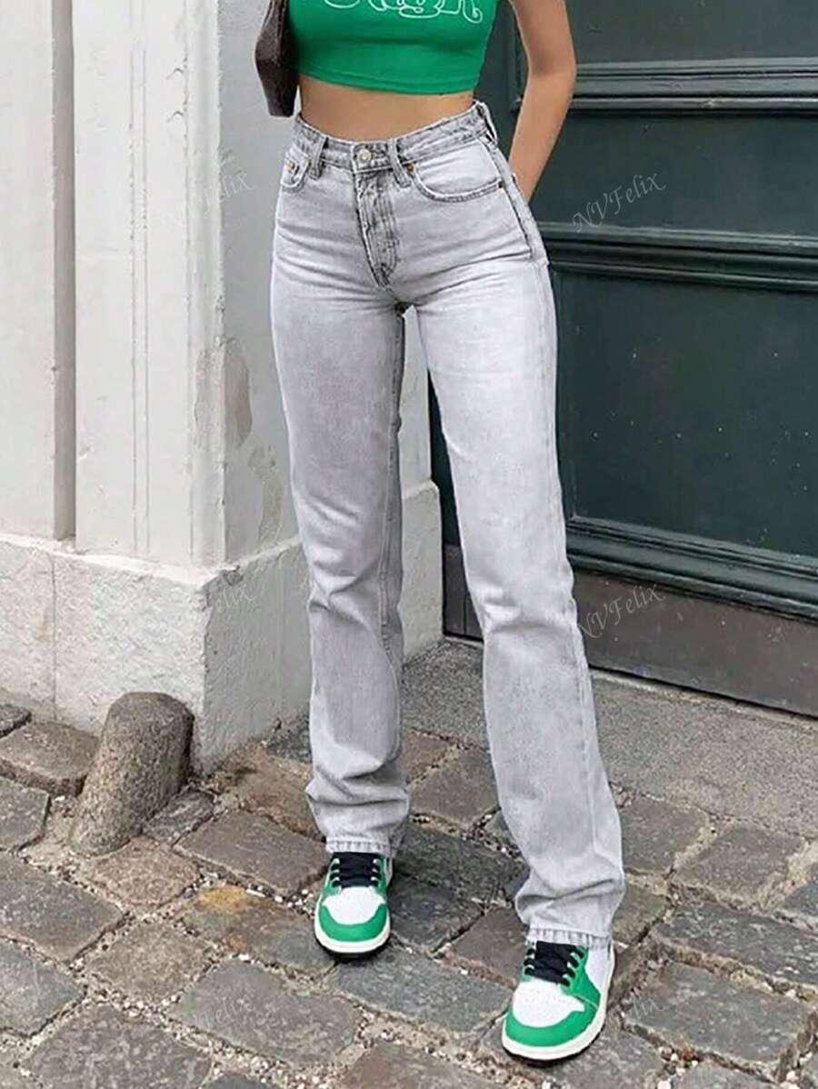 SZARE SPODNIE JEANS
