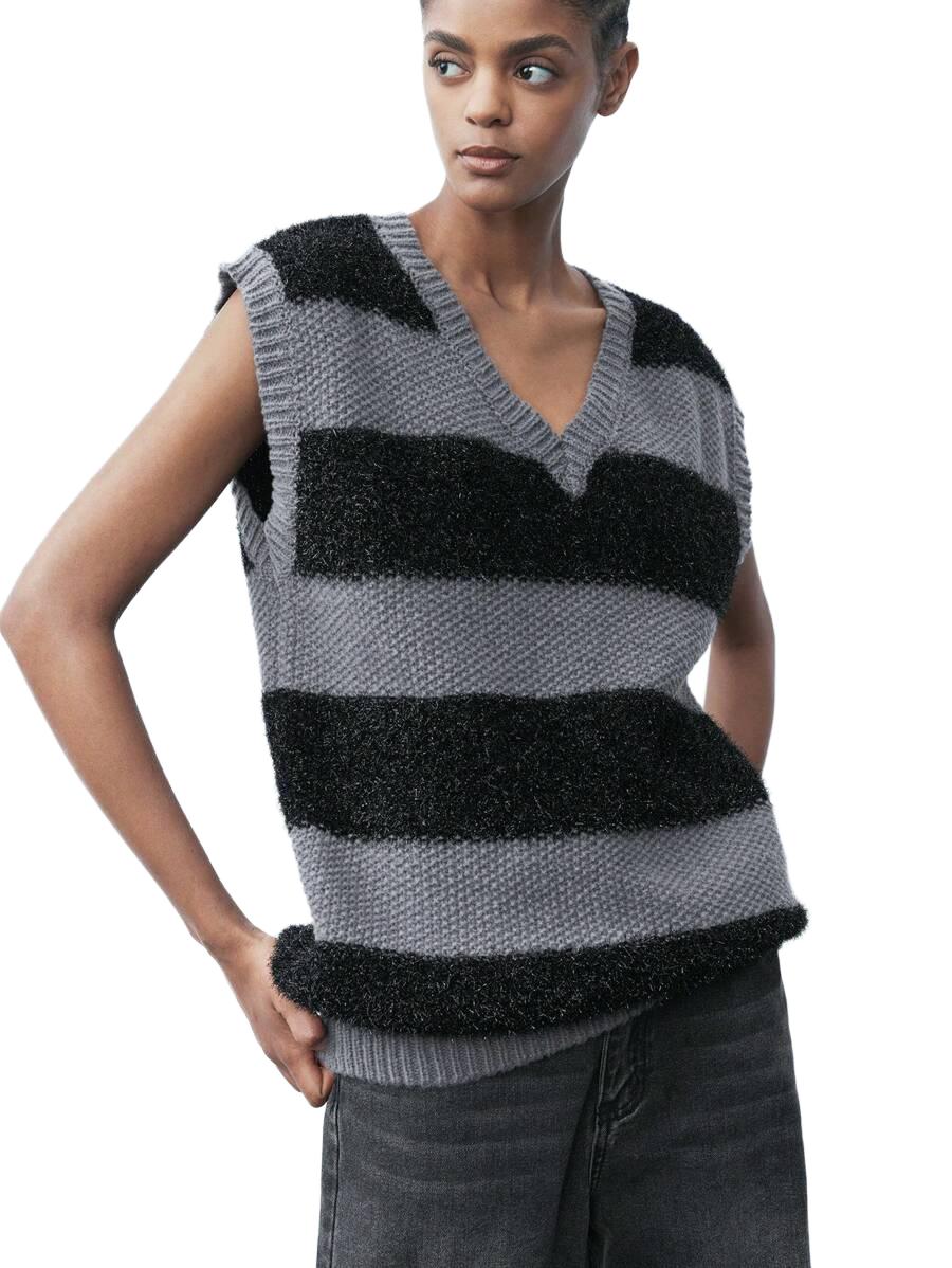 BEZRĘKAWNIK DZIANINOWY OVERSIZE W PASKI