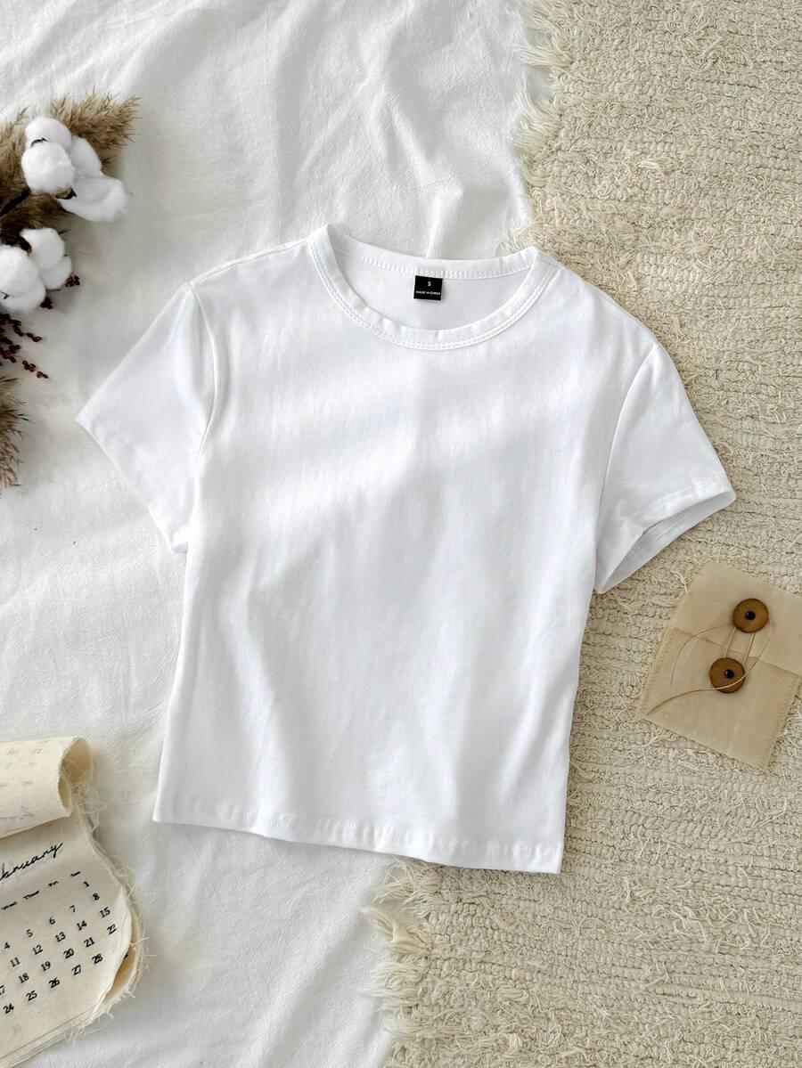 KLASYCZNY GŁADKI BIAŁY T-SHIRT BASIC