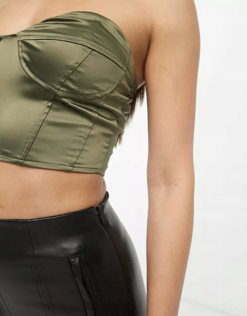  BLUZKA CROP TOP SATYNA GORSET