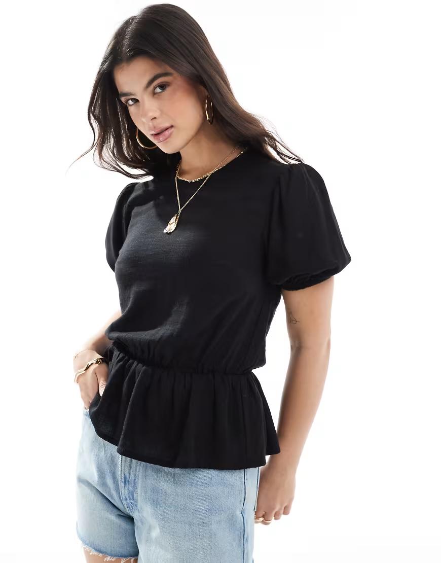 CZARNY TOP FALBANA 