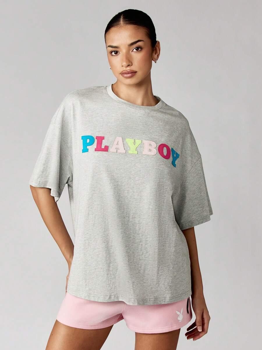 szary T-shirt logo