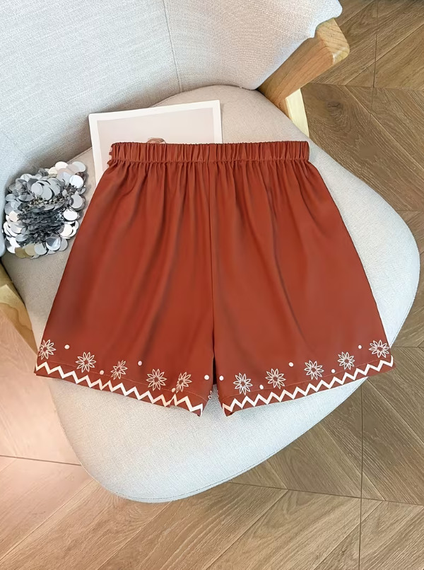 krótkie spodenki nadruk wiązanie casual 