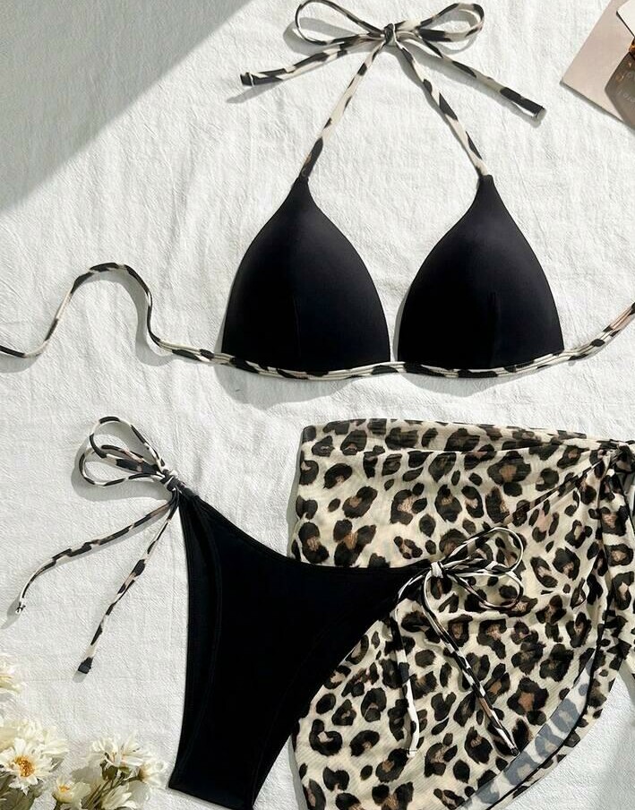 dwuczęściowy strój kąpielowy animal print