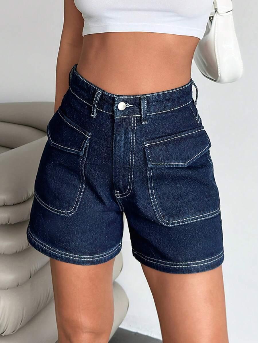 GRANATOWE SPODENKI JEANS KIESZENIE