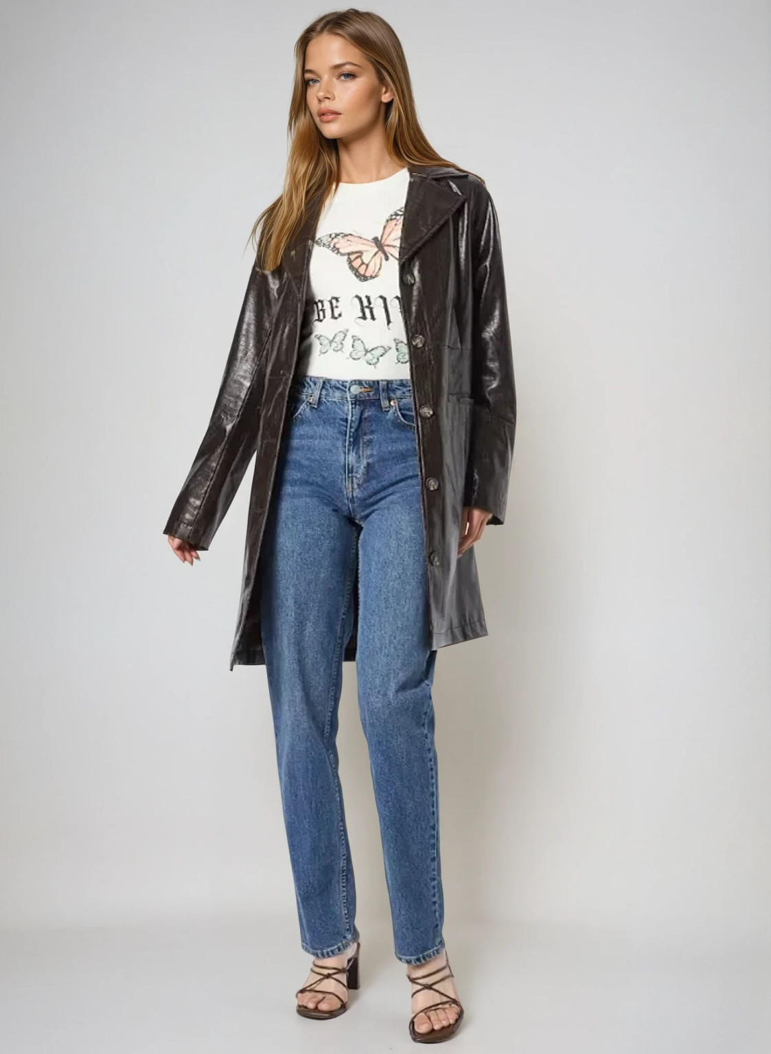 NIEBIESKIE PROSTE SPODNIE JEANS