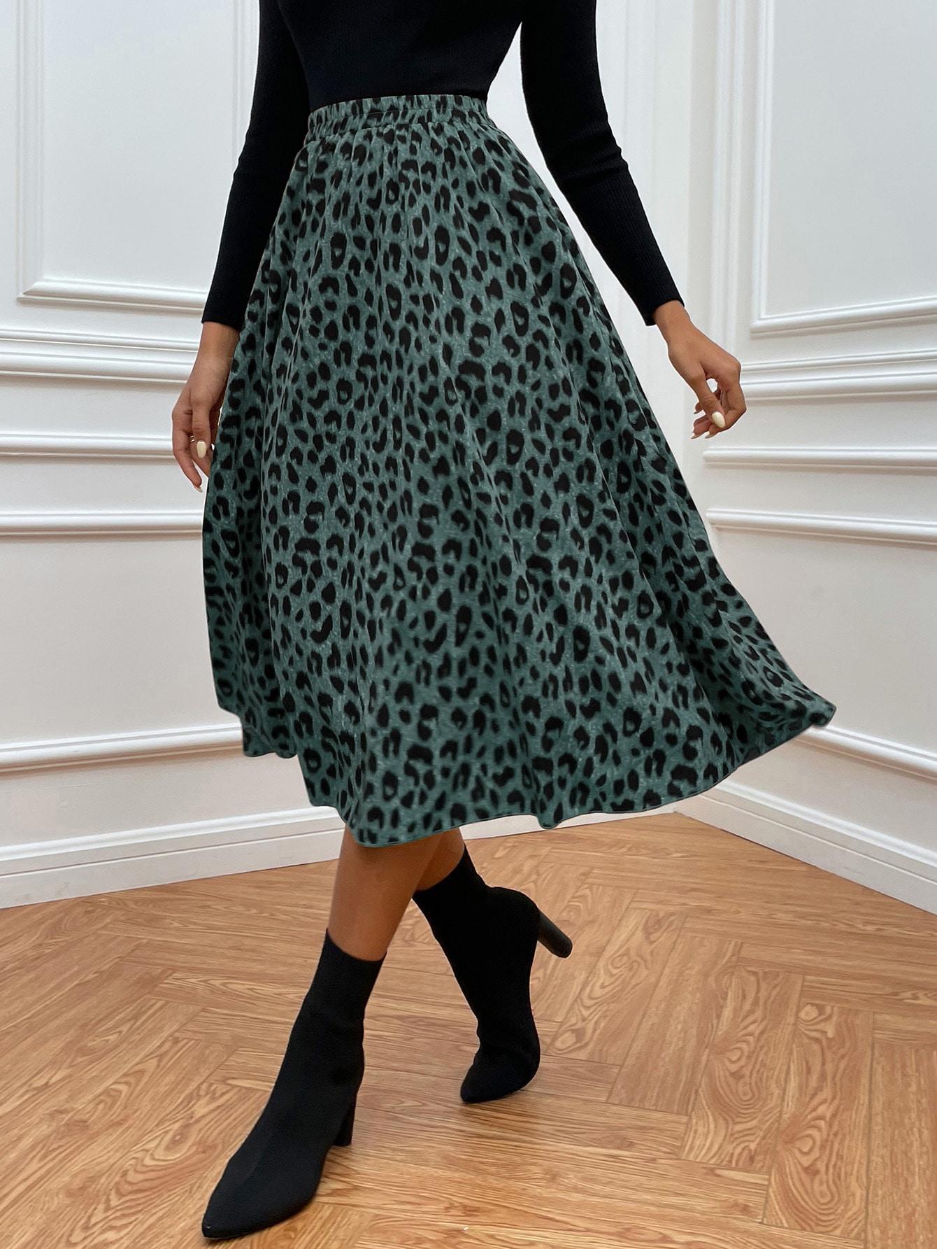 midi spódnica animal print