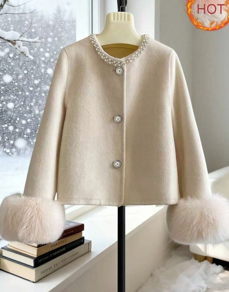 beżowy sweter guziki 